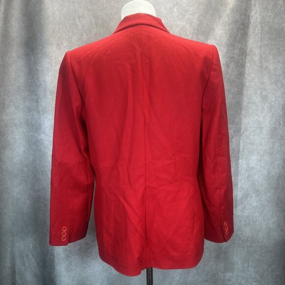 Pendleton Women's 100% Virgin Wool Blazer Red Size 10 Notch Collar One Button - Picture 2 of 6